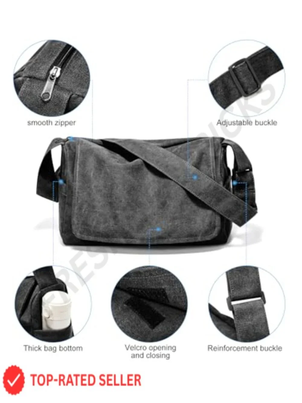 Canvas Messenger Bag for Men Crossbody Laptop Bag Vintage Shoulder Bag